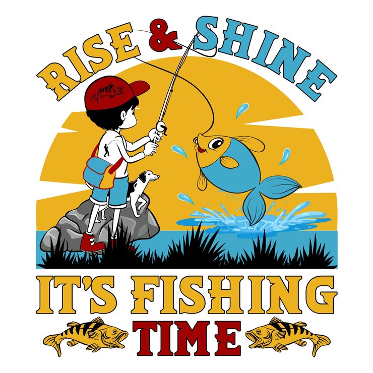 Vector diseño de camiseta de pesca de vector libre con ilustración