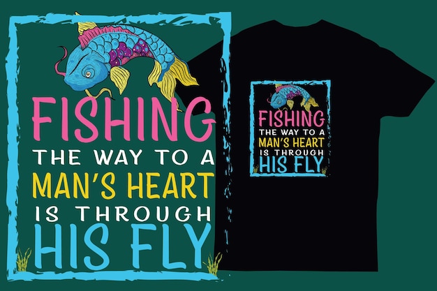Diseño de camiseta de pesca Vector Premium