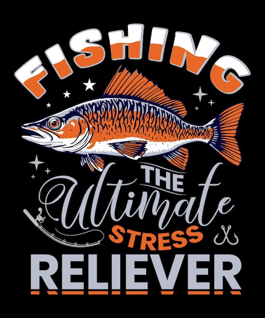 Diseño de camiseta de pesca vectorial. Camiseta de pesca