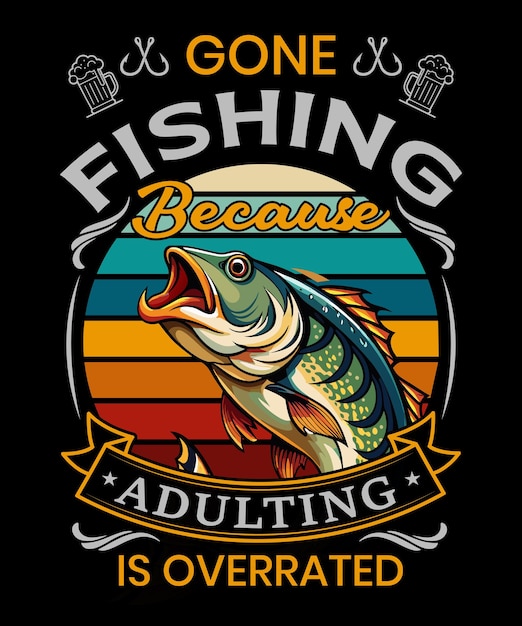 Diseño de camiseta de pesca vectorial. Camiseta de pesca