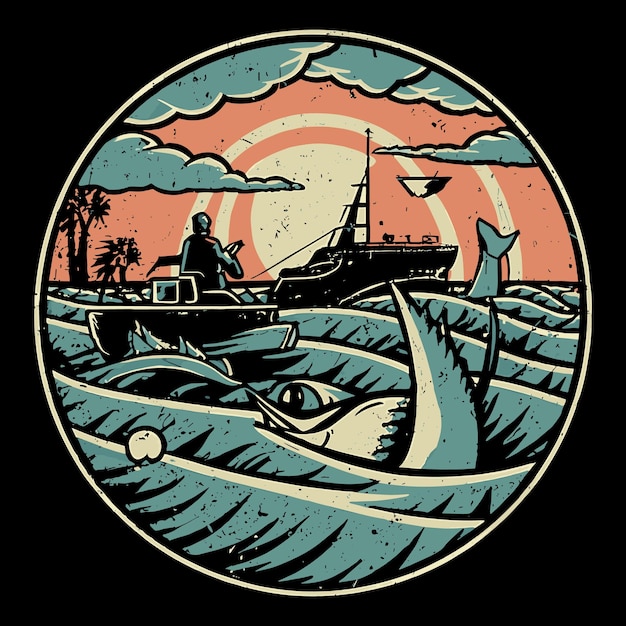 Diseño de camiseta de pesca.