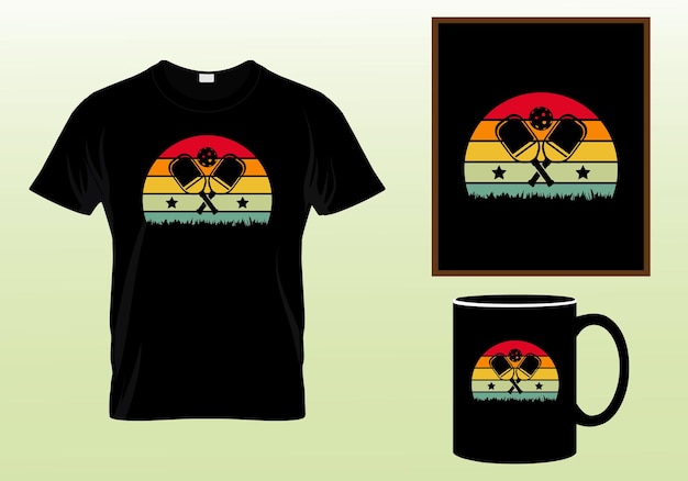 Diseño de camiseta de pickleball mejor diseño de camiseta de pickleball plantilla de diseño gráfico de camiseta de vector de paleta