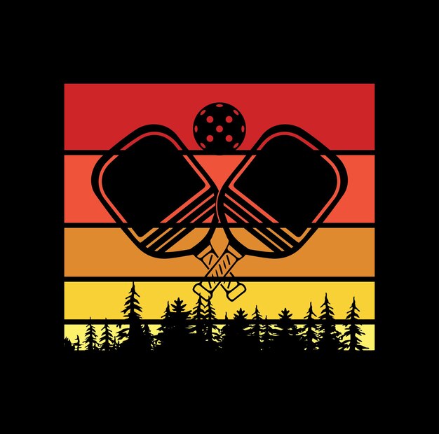 Diseño de camiseta de pickleball Vector de época con plantilla de trabajo de arte diseño de camisa