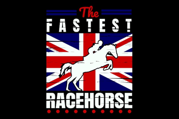 Diseño de camiseta con pincel de estilo vintage de la bandera de Inglaterra del caballo de carreras