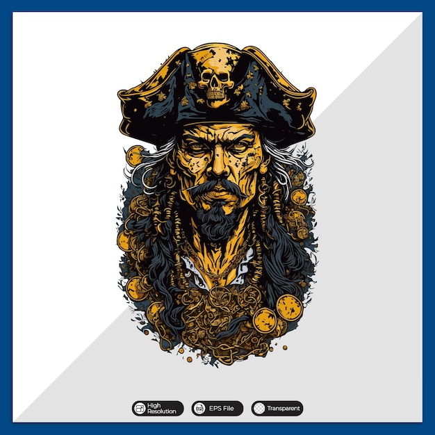 El diseño de la camiseta pirata colorida