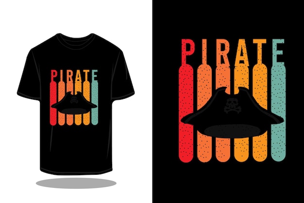 Diseño de camiseta pirata silueta retro