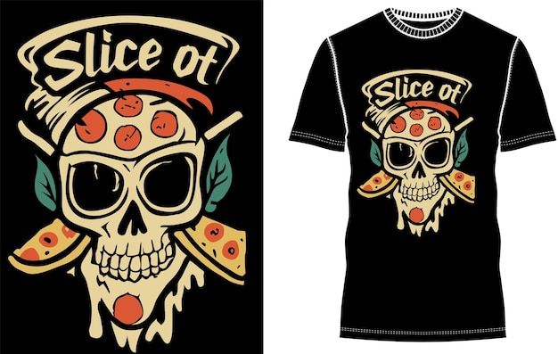 El diseño de la camiseta Pizza Skull La estructura del diseño es completamente lisa sin ninguna incongruencia