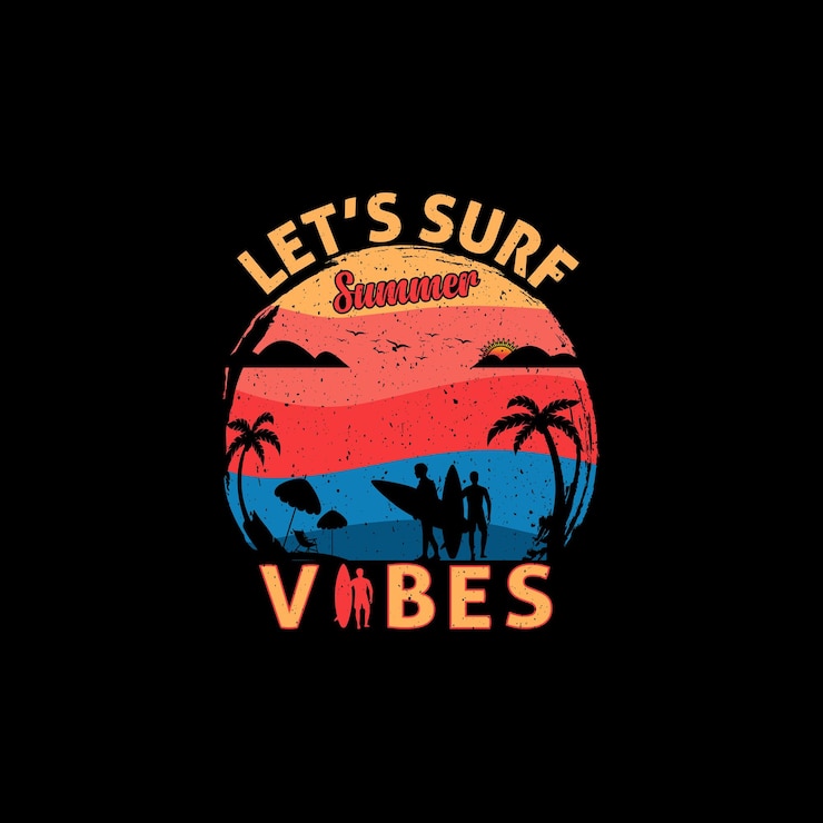 Vector diseño de camiseta de playa de surf