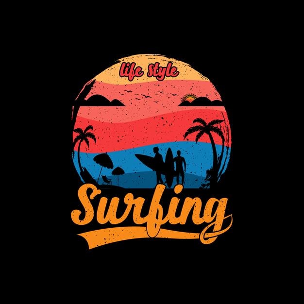 Diseño de camiseta de playa de surf