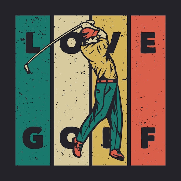 Diseño de camiseta prefiero jugar al golf con ilustración vintage de palo de golf