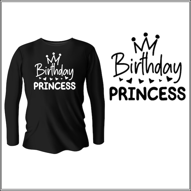 Diseño de camiseta PRINCESA de cumpleaños con vector