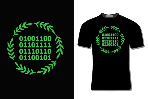 Diseño de camiseta de programación de computadoras de código binario.