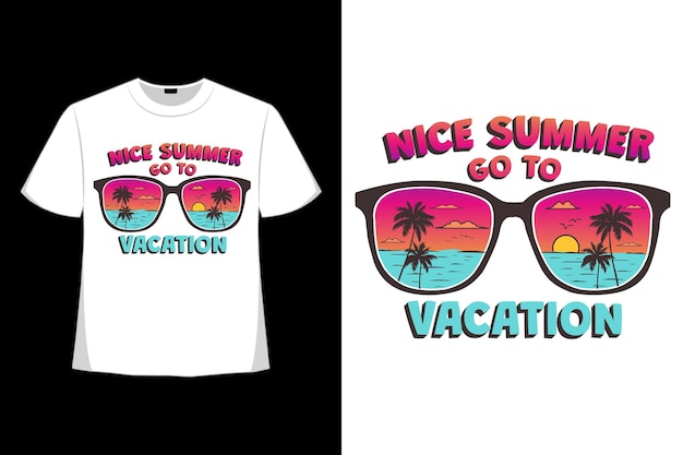 Diseño de camiseta de puesta de sol de playa de vacaciones de verano en estilo retro