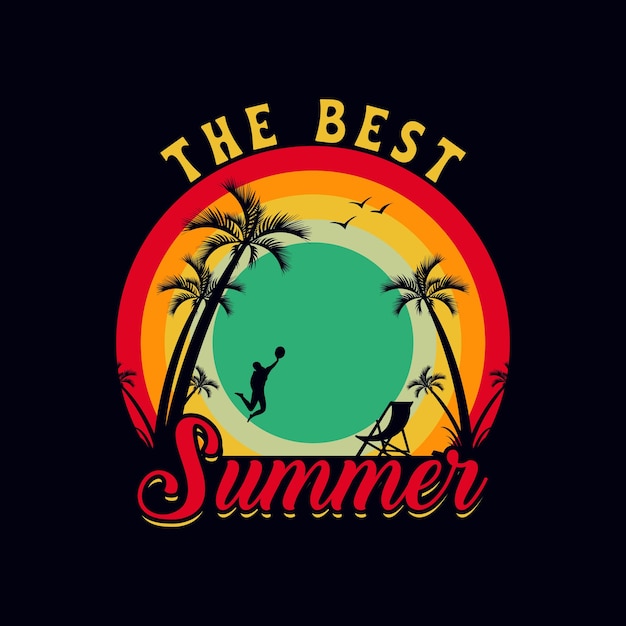 Diseño de camiseta de puesta de sol retro de verano