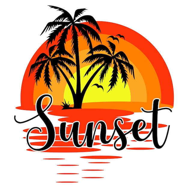 Diseño de camiseta de puesta de sol de verano vintage