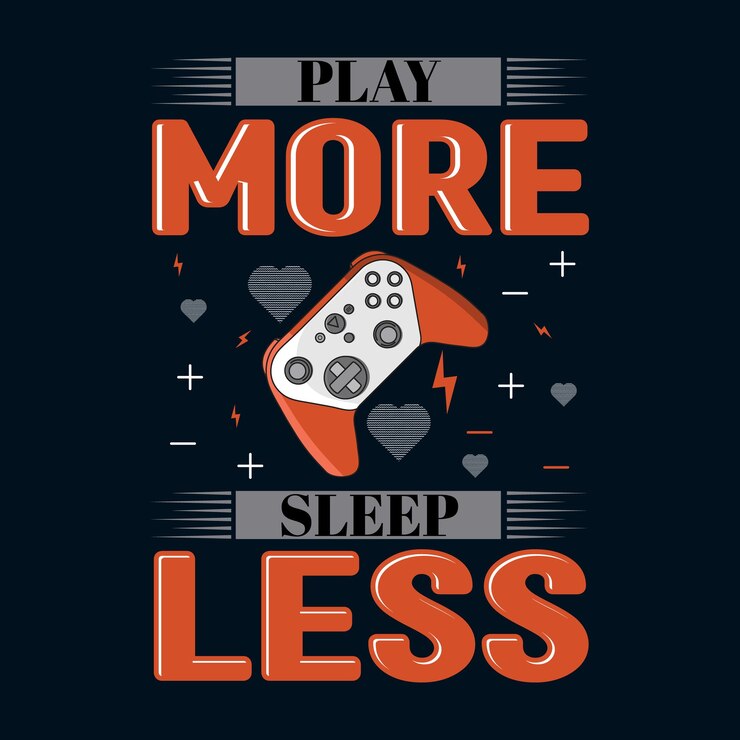 un diseño de camiseta que dice jugar más dormir menos