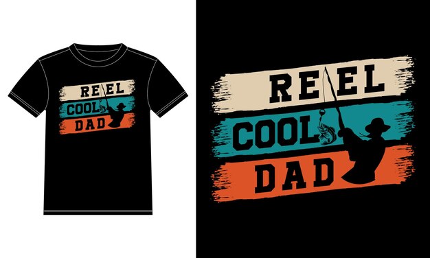 Diseño de camiseta Reel Cool Dad - carrete, anzuelo, vector de pesca - plantilla, pegatina de ventana de coche, POD, cala