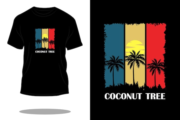 Diseño de camiseta retro de árbol de coco.