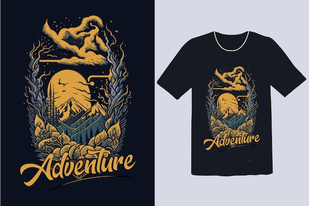 Diseño de camiseta retro de aventura.