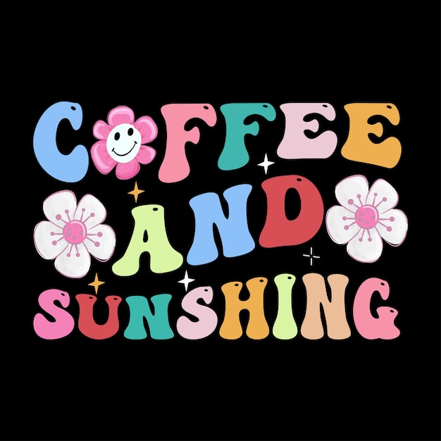 Diseño de camiseta retro de café y sol.