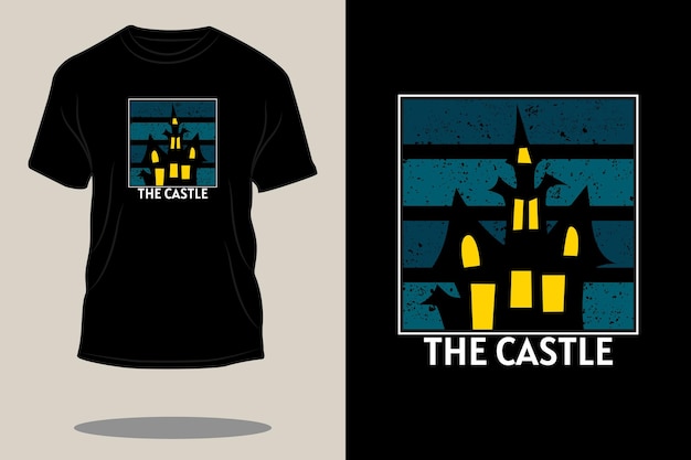 El diseño de la camiseta retro del castillo.