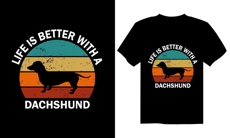 Vector diseño de camiseta retro de dachshund