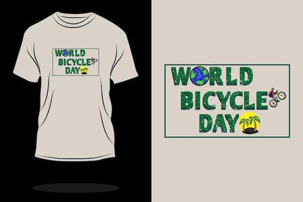 Diseño de camiseta retro del día mundial de la bicicleta