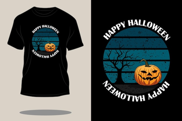 Diseño de camiseta retro feliz halloween