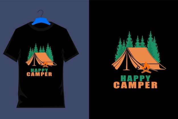 Diseño de camiseta retro happy camper