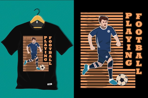 Vector diseño de camiseta retro de jugar al fútbol