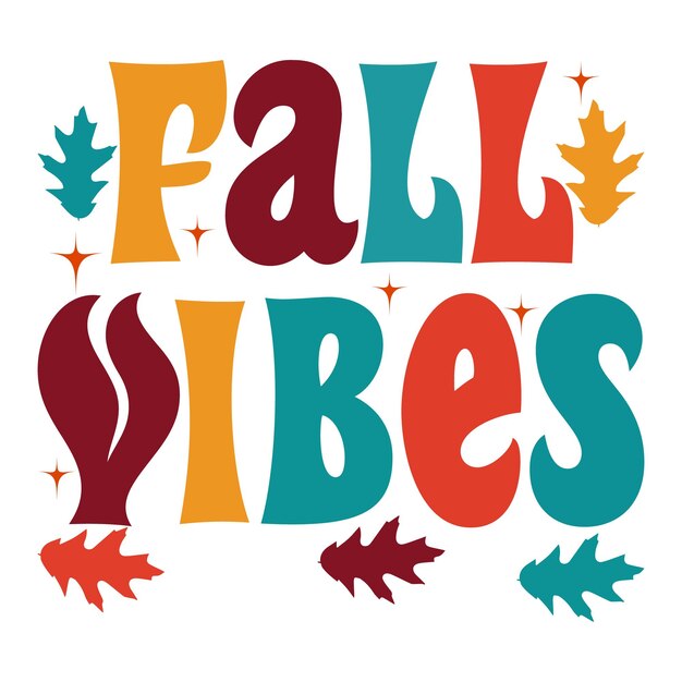 Diseño de camiseta retro ondulado inspirador de vibraciones de otoño