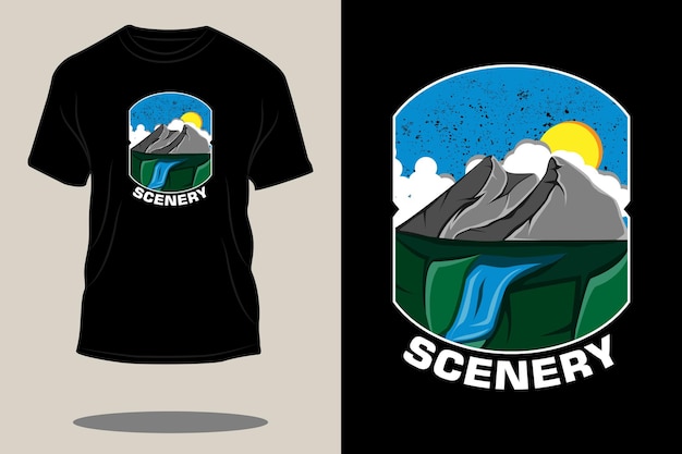 Diseño de camiseta retro de paisaje.