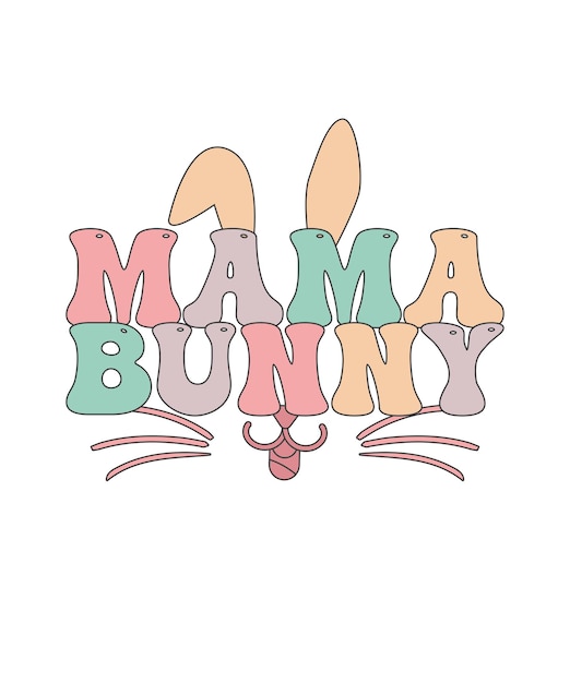 Diseño de camiseta retro de Pascua Mama Bunny