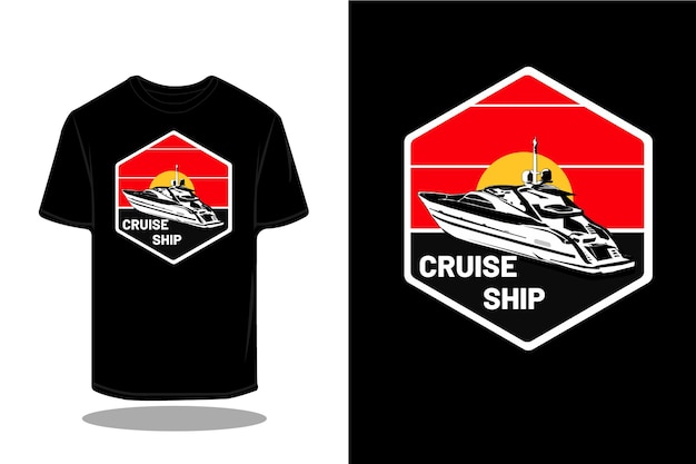 Diseño de camiseta retro de silueta de crucero