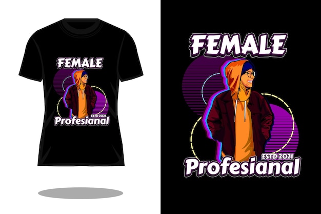 Diseño de camiseta retro silueta profesional femenina