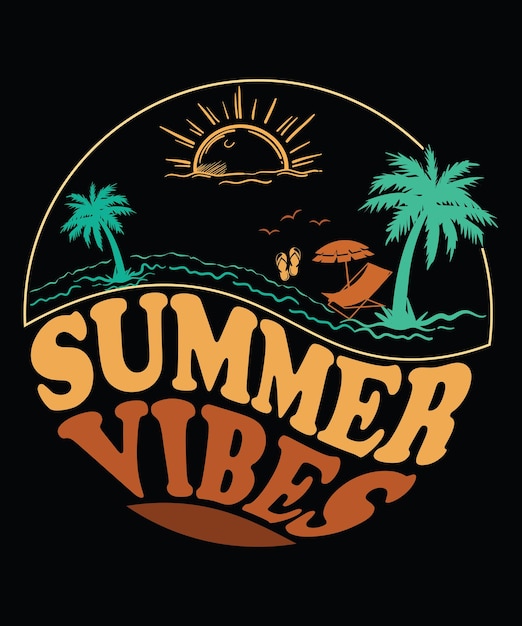 Vector diseño de camiseta retro summer vibes