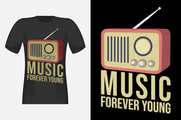 Vector diseño de camiseta retro vintage music forever young