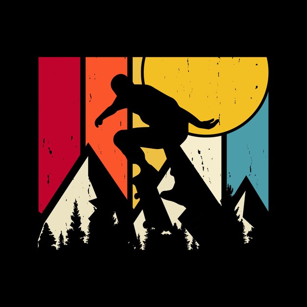 El diseño de la camiseta retro vintage del patinador Skateboard Skater