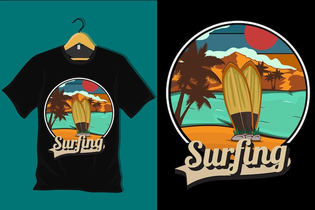 Vector diseño de camiseta retro vintage de surf