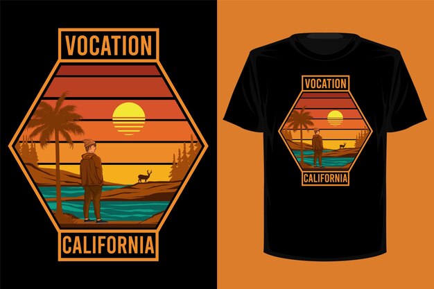 Diseño de camiseta retro vintage de vocación california