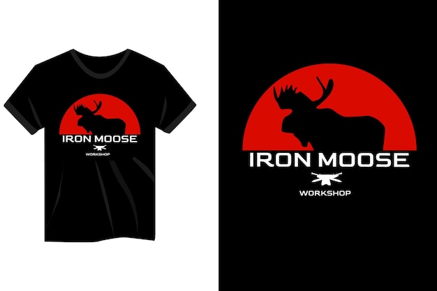 Diseño de camiseta roja de iron moose workshop