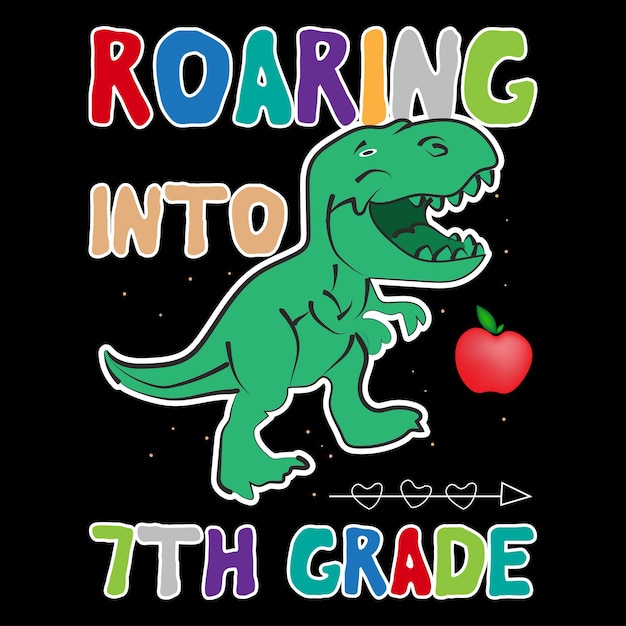 Diseño de camiseta de rugido de regreso a la escuela Diseño de camiseta de dinosaurio rugiente para niños