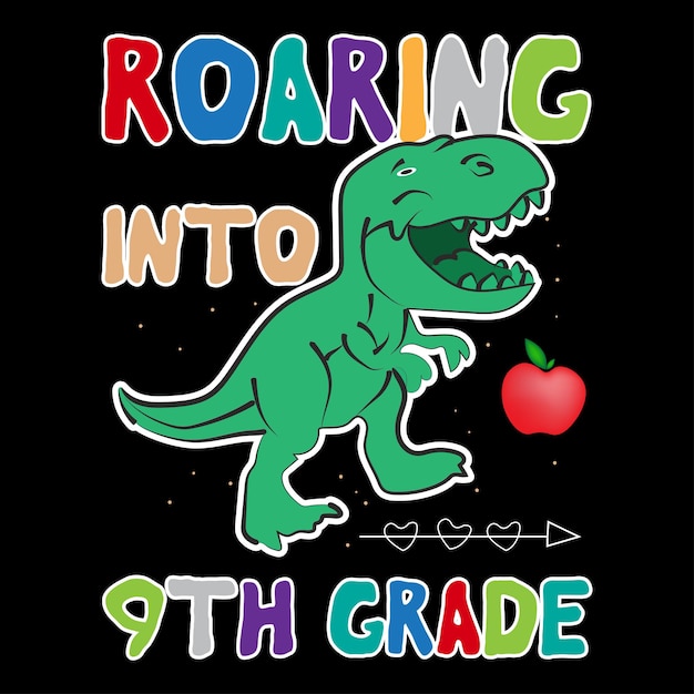 Diseño de camiseta de rugido de regreso a la escuela diseño de camiseta de dinosaurio rugiente para niños