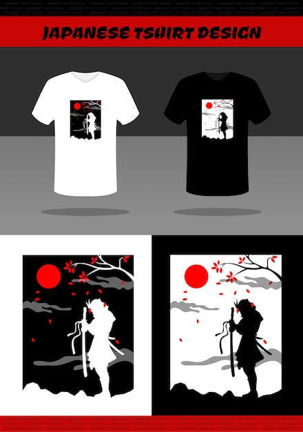 Diseño de camiseta samurái japonés. ilustración vectorial samurái. silueta samurái urbano. guerrero.