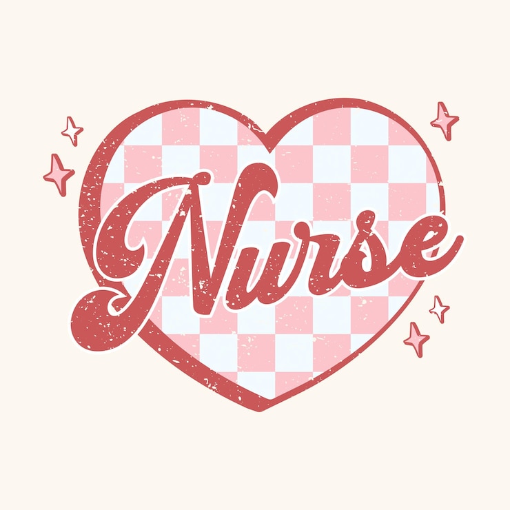 Vector el diseño de la camiseta de san valentín retro de la enfermera checker heart