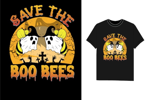 Diseño de camiseta Save The Boo Bees Halloween