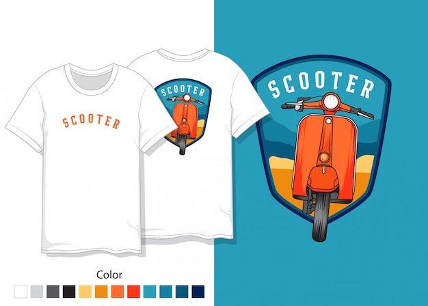 Diseño de camiseta de scooter