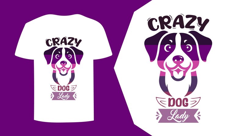 Vector diseño de camiseta de la señora del perro loco para los amantes de las mascotas
