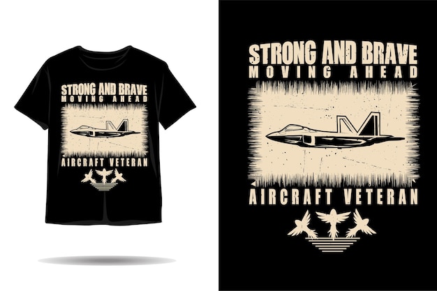 Diseño de camiseta de silueta de avión jet militar