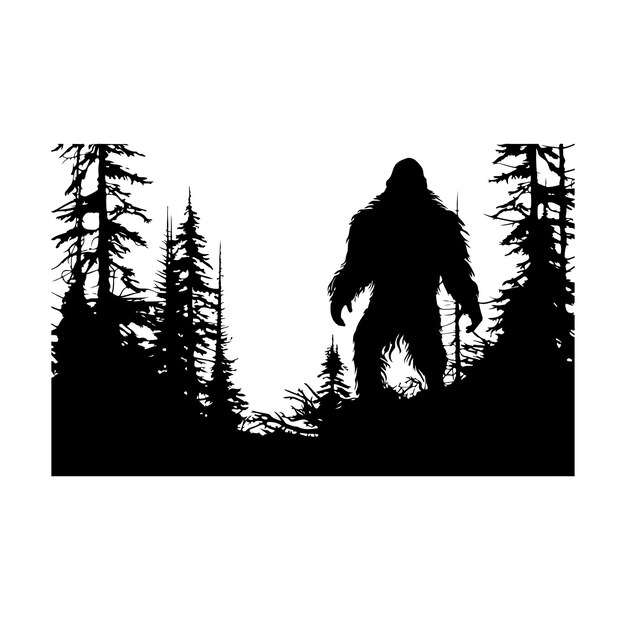 Diseño de camiseta de silueta de bigfoot ilustración vectorial